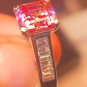 Pink Sapphire/Swarovski Silver Ring